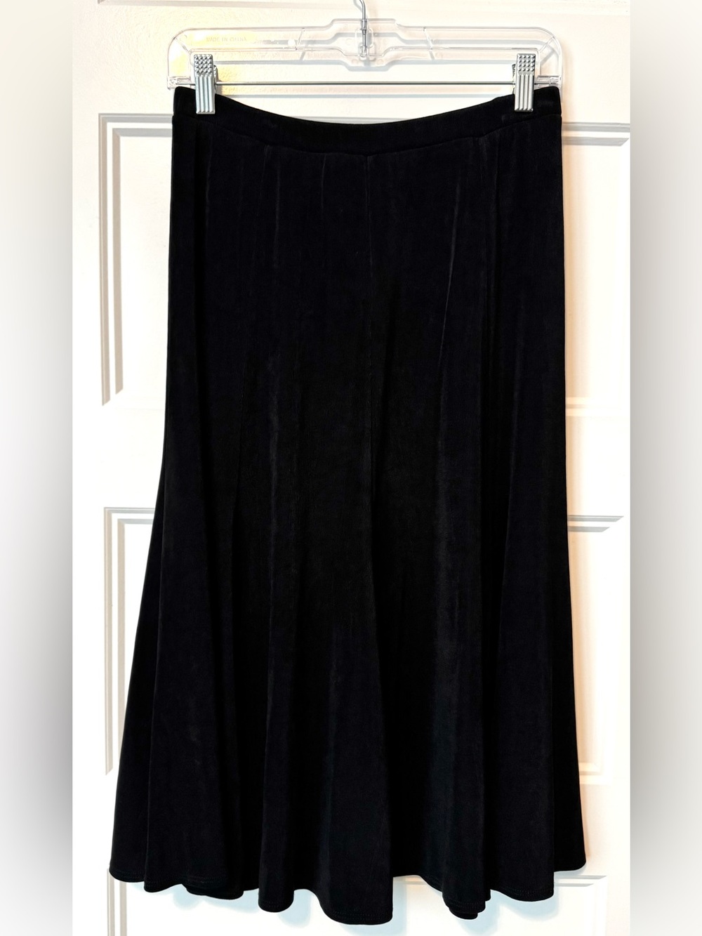Chico's Travelers Black Classic Pull On Maxi Midi A-Line Knit Skirt Size 2